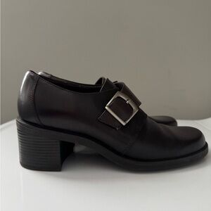 Bass Latina Brown Leather Chunky Heel Loafers Y2K